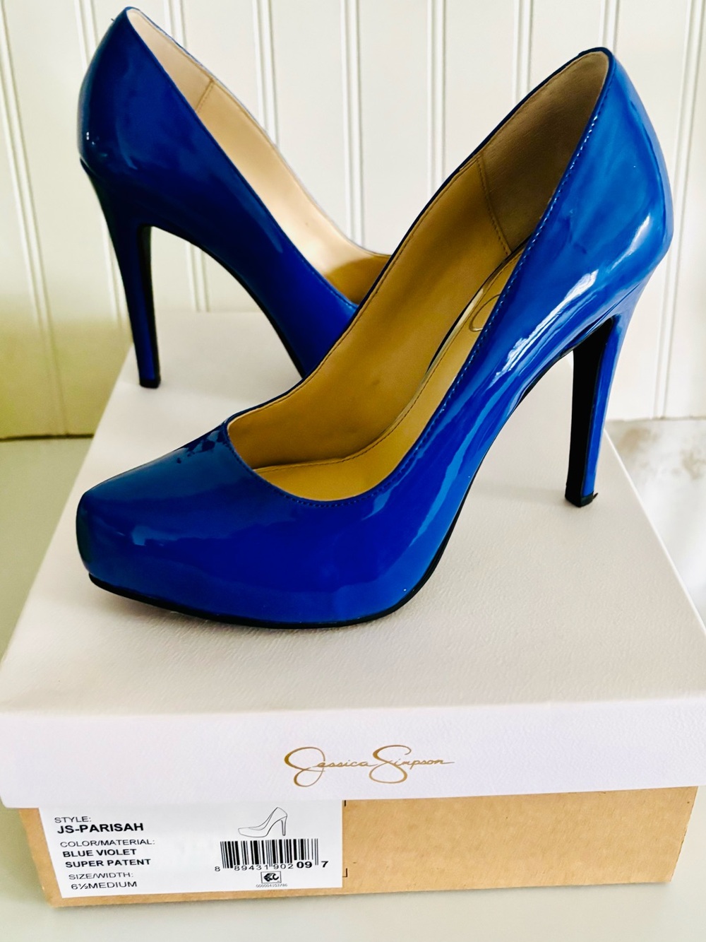Jessica Simpson Blue Patent Platform Pumps